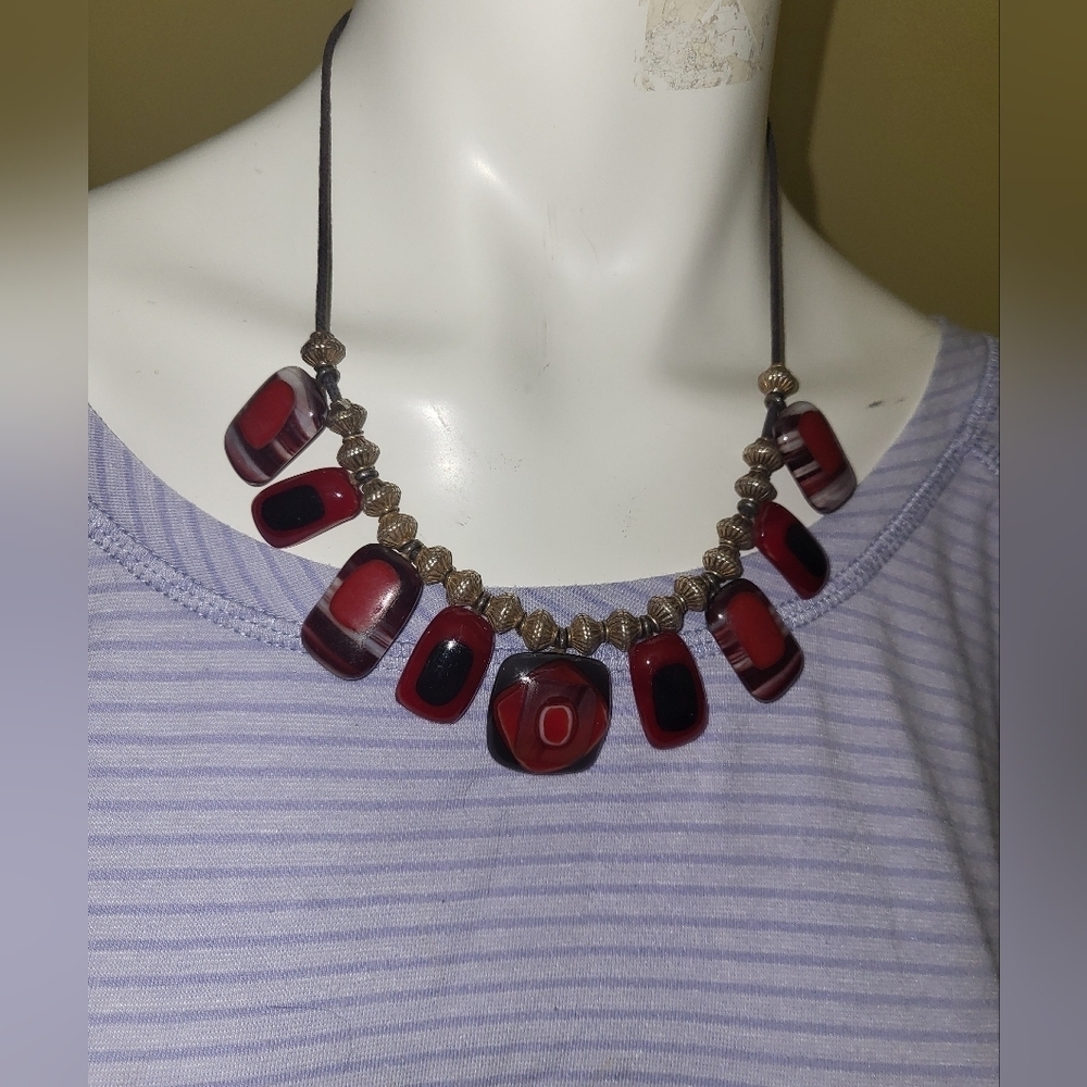 Rope Necklace With Glass Pendants